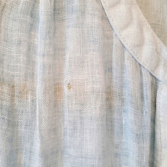 ANTHROPOLOGIE HOLDING HORSES BLUE LINEN TUNIC, sz XS. - Picture 10 of 10